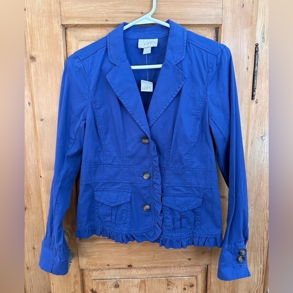 Loft Cobalt Blue Cropped Fitted Jacket Size 0 NWT Academia/Clueless/Bossbabe